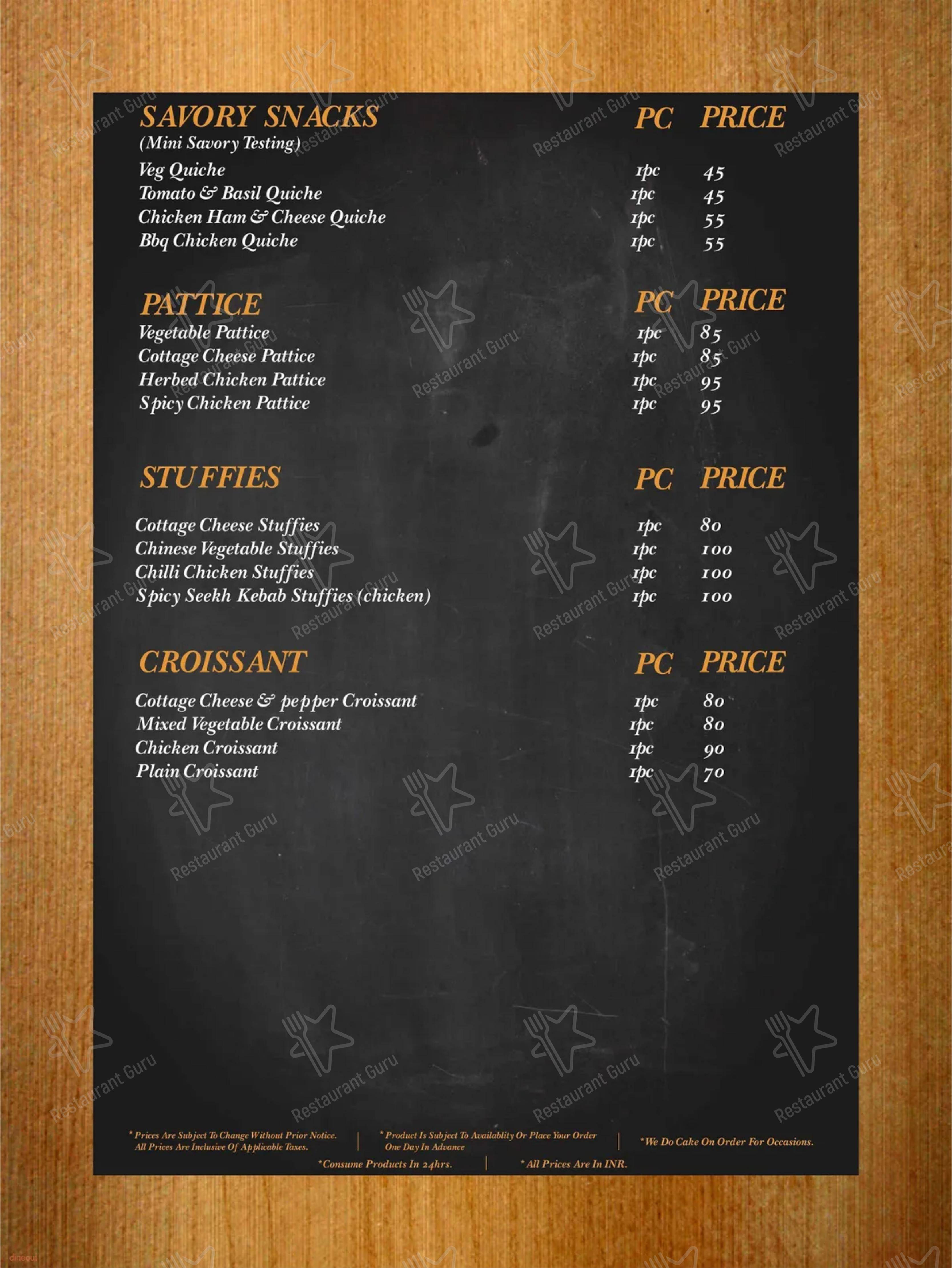 Menu for the Rustique - Cafe & Bar restaurant
