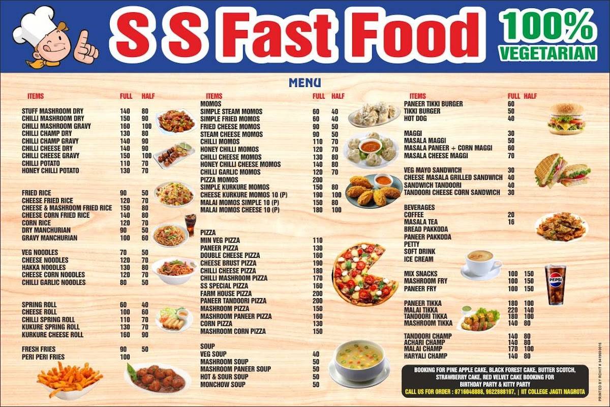 S.S Fast Food menu