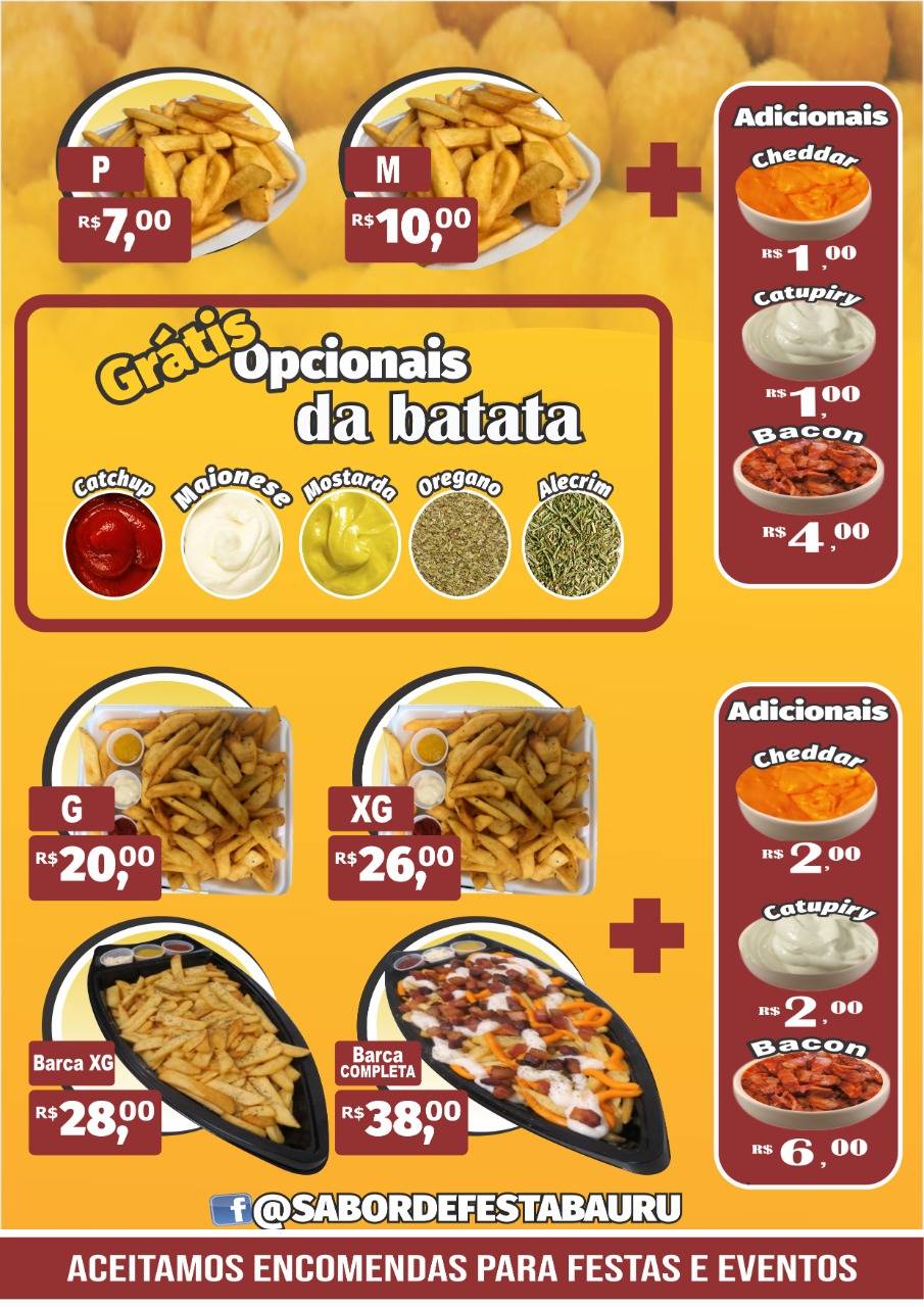 SABOR DE FESTA - MINI SALGADOS cardápio