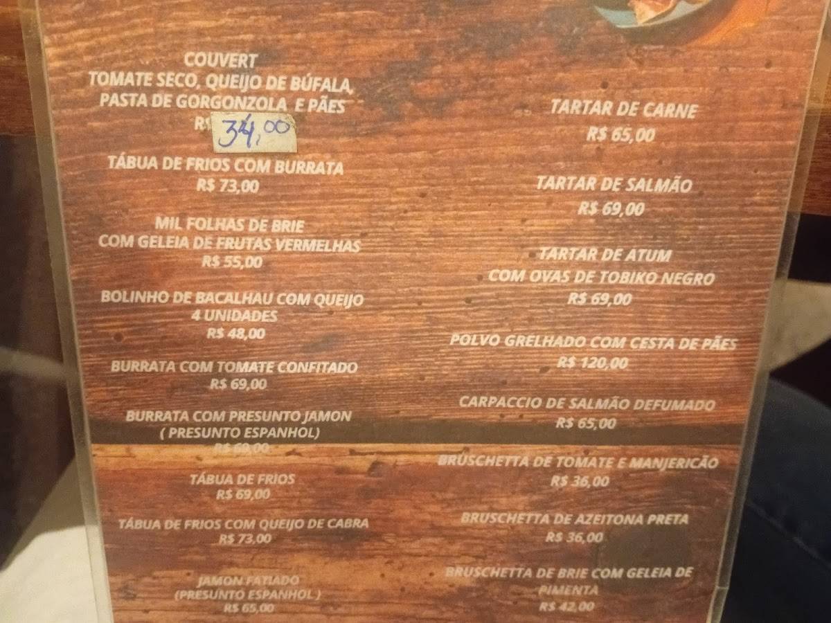 Sabrage cardápio