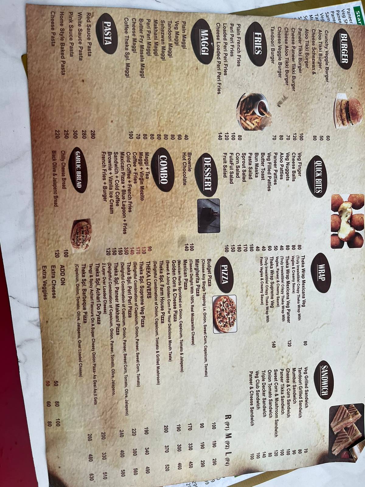 SAM'S menu