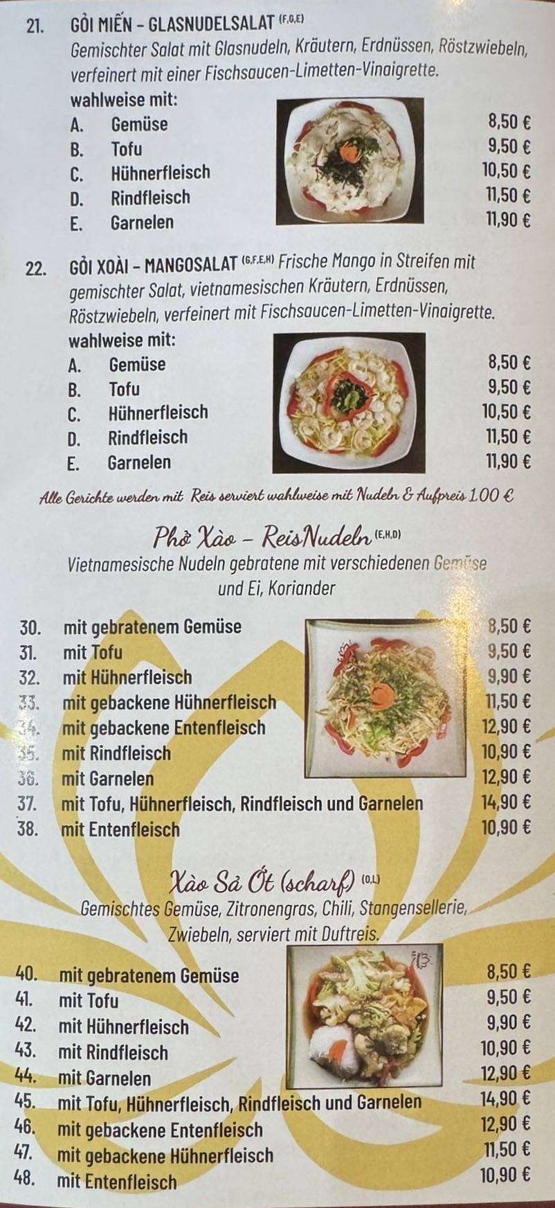 Menu de SEN VINA