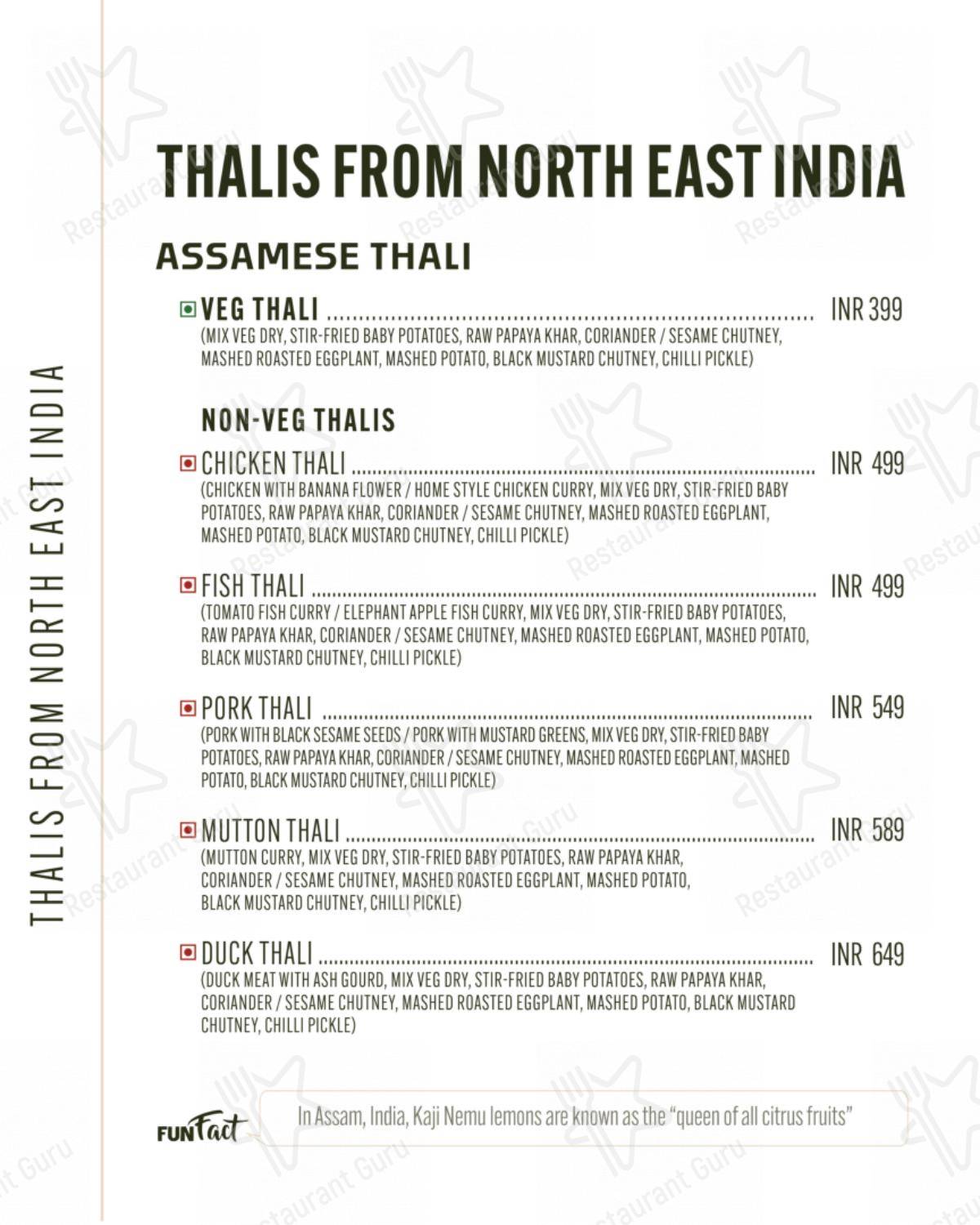 Menu for the SINGJU,Juhu Tara Road restaurant