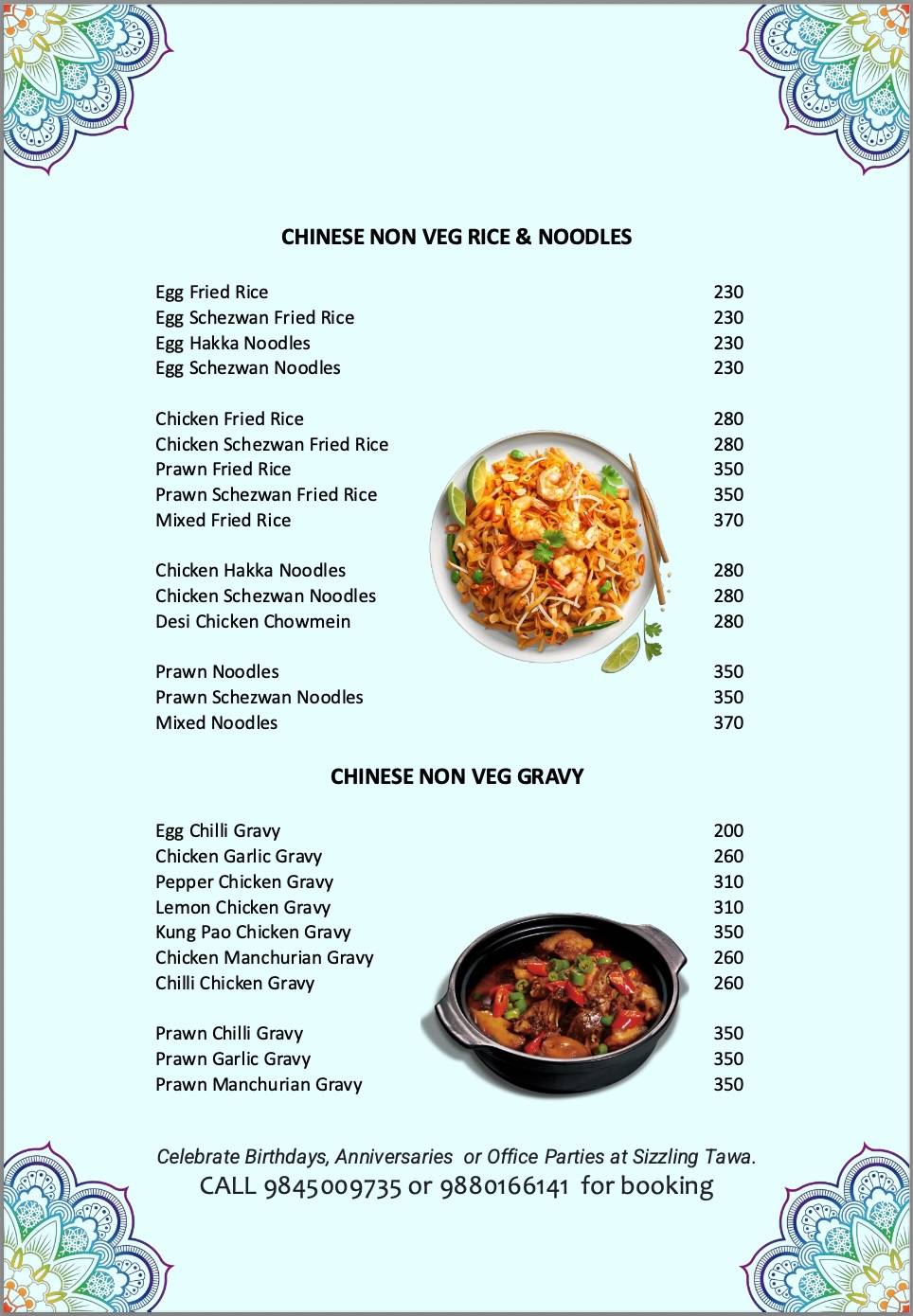 SIZZLING TAWA menu