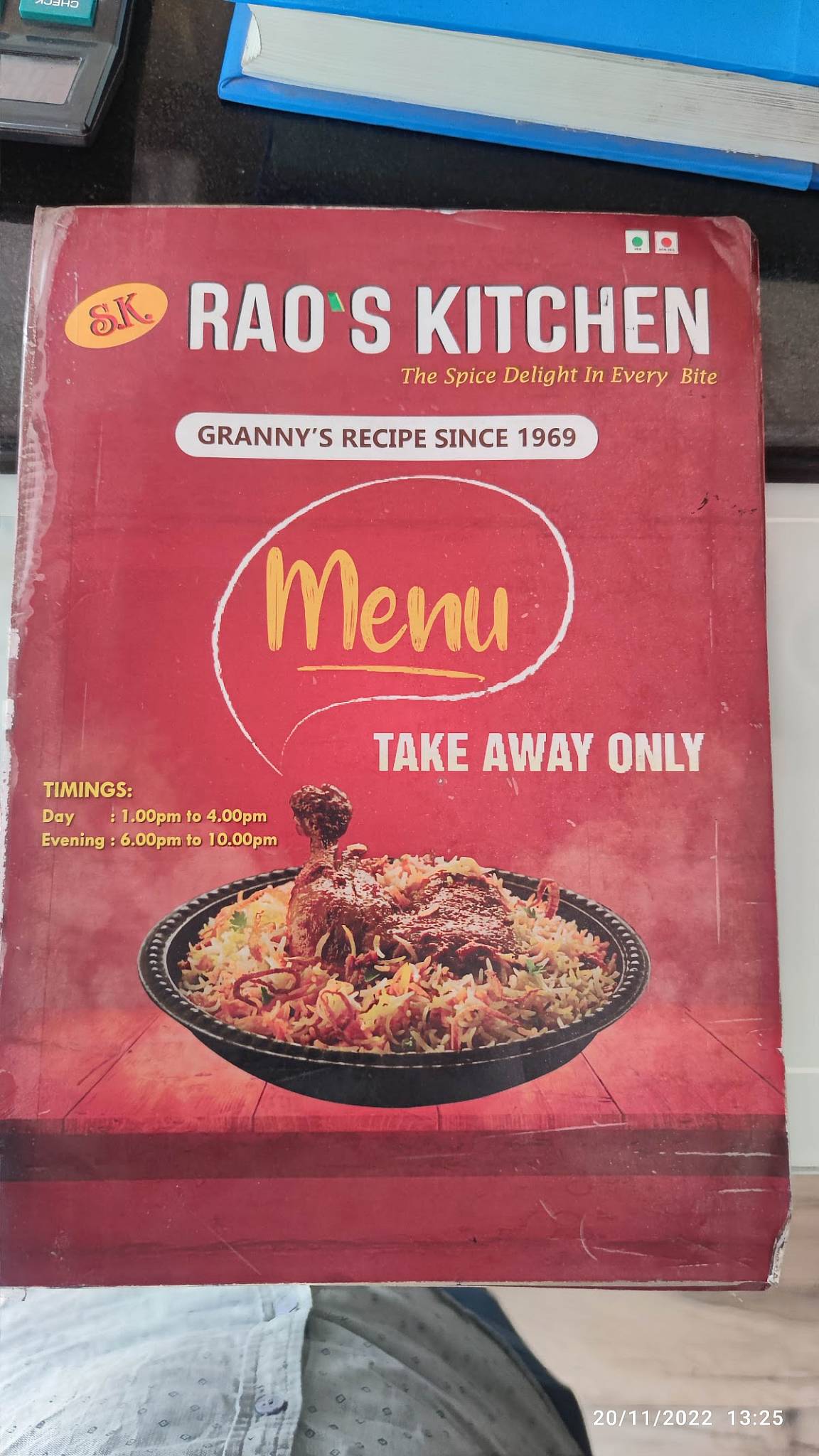SK Rao's Kitchen menu