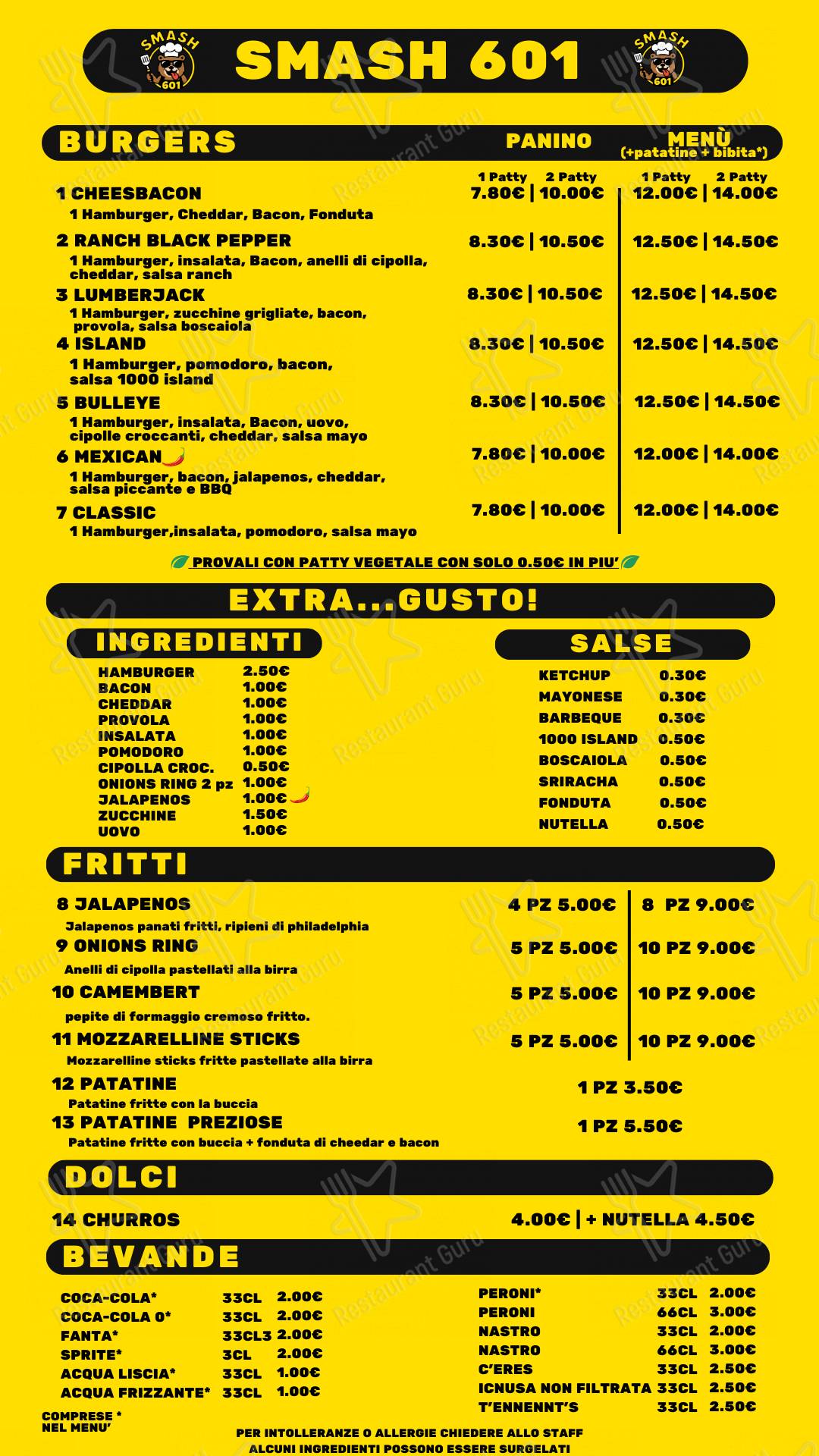 Menu di SMASH 601