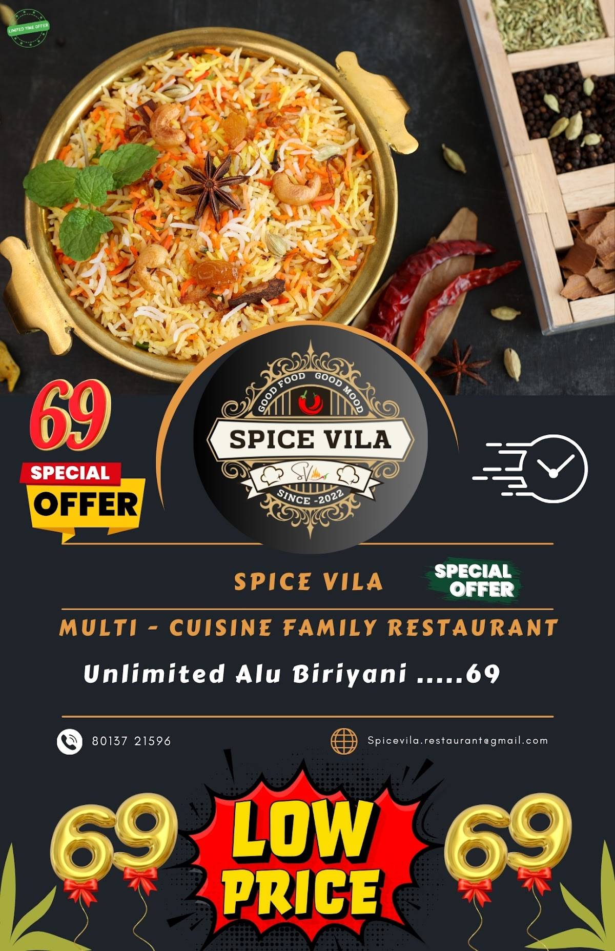 SPICE VILA menu