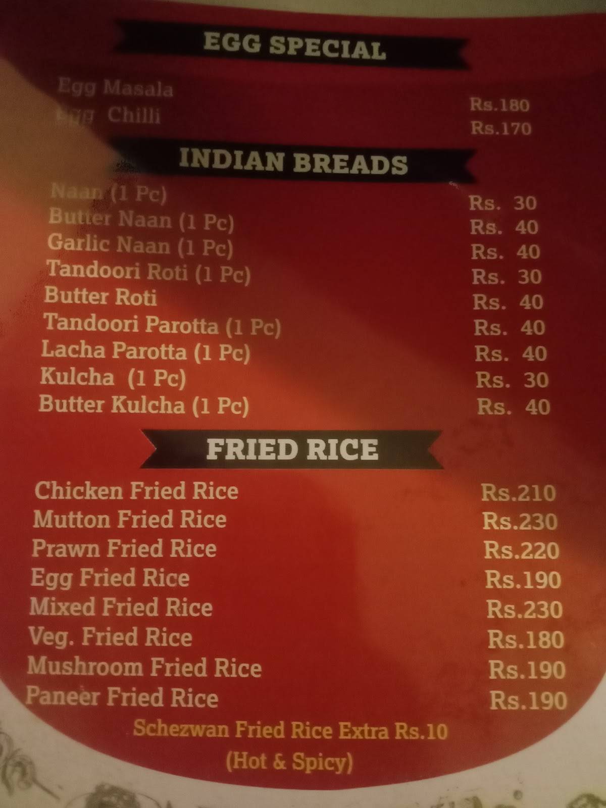 SS Hyderabad Biryani, Ambattur Oragadam menu
