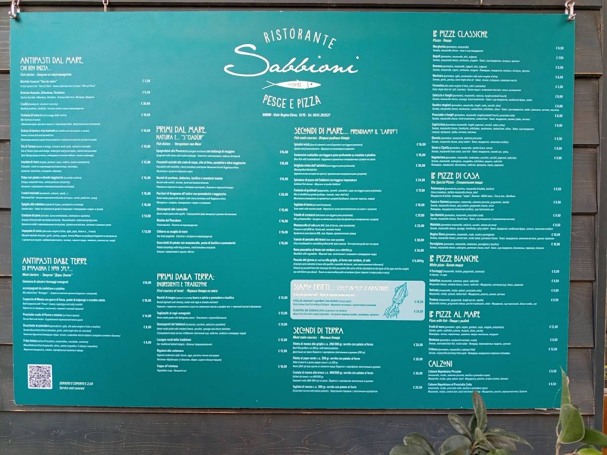 Menu di Ristorante Sabbioni 