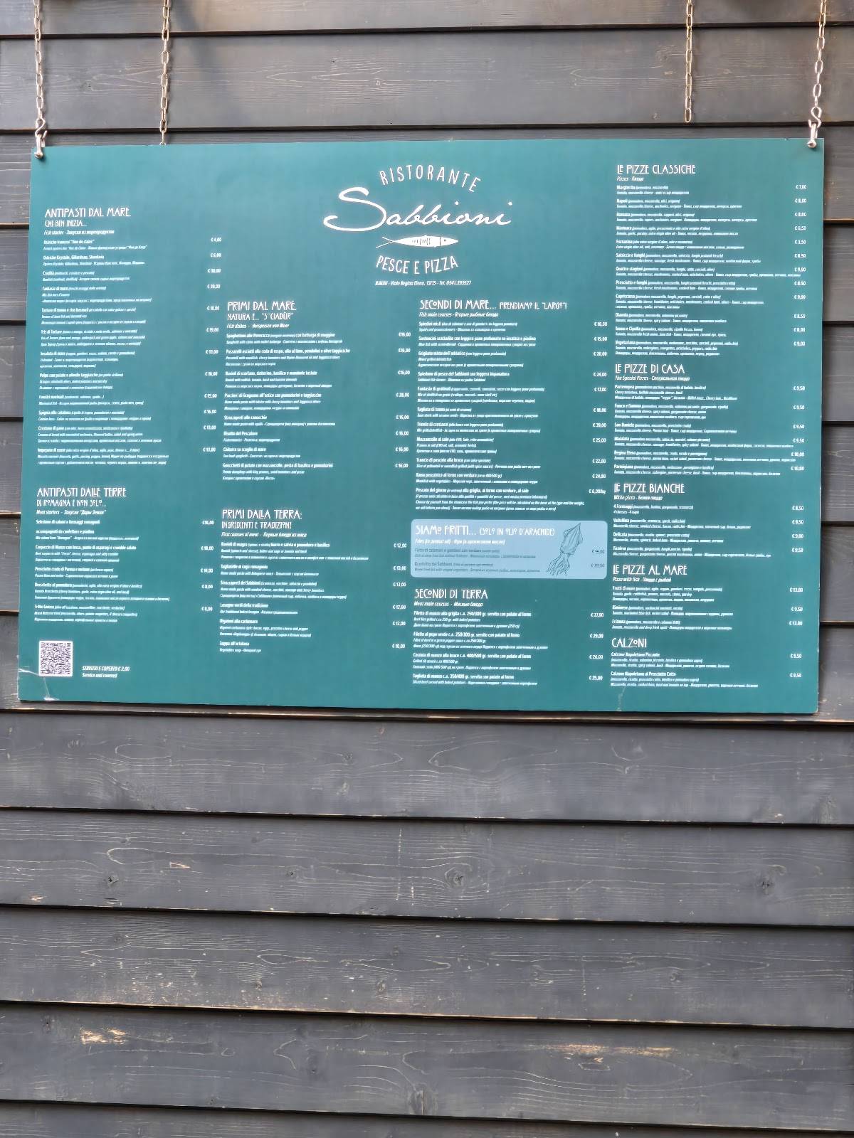 Menu di Ristorante Sabbioni 