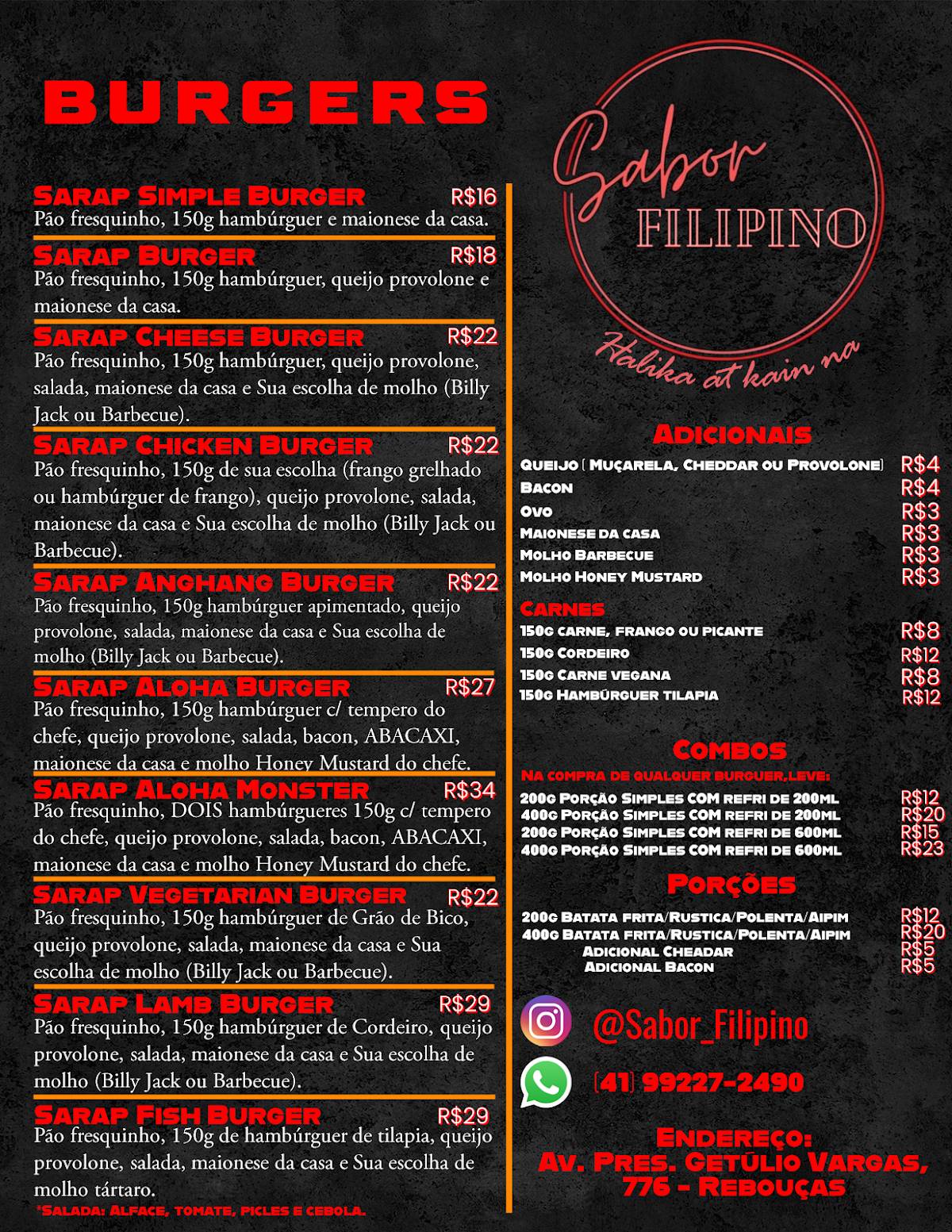 Sabor Filipino cardápio