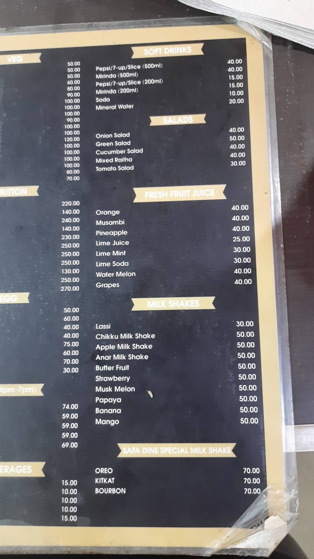 Safa Dine menu