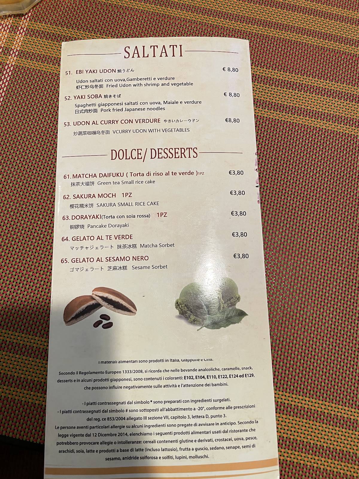 Menu di Sakura Ramen 