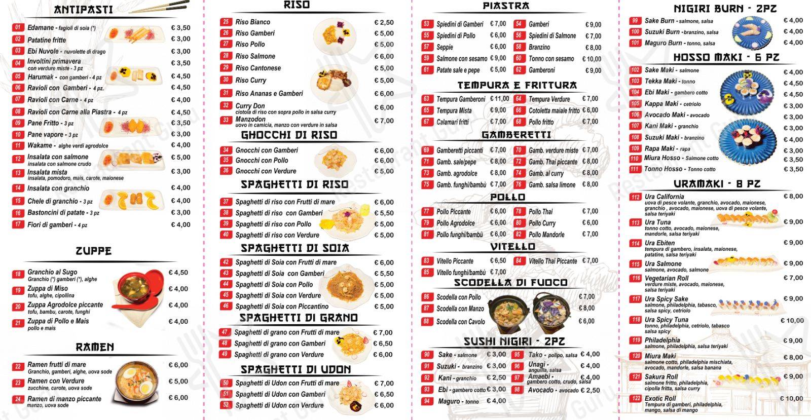 Menu di Ristorante Giapponese Sushi Sakura - pasti e bevande