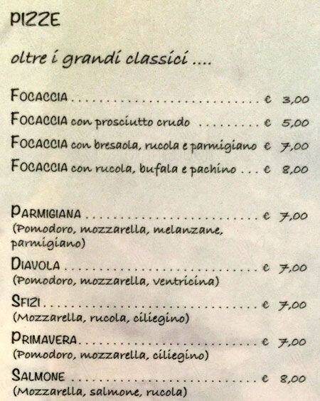 Menu di Sale e olio 