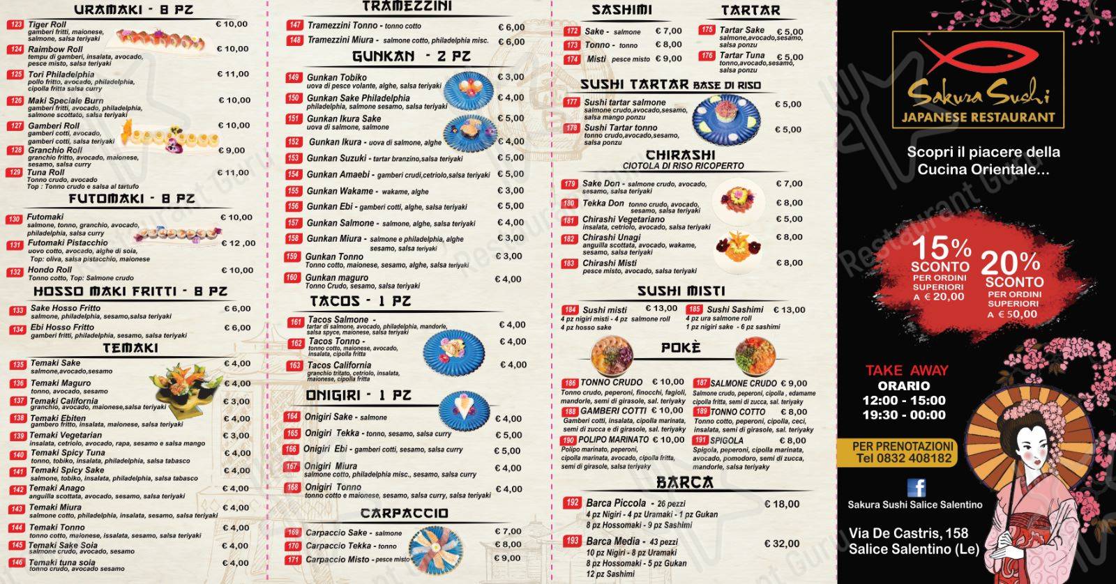 Menu per Ristorante Giapponese Sushi Sakura ristorante