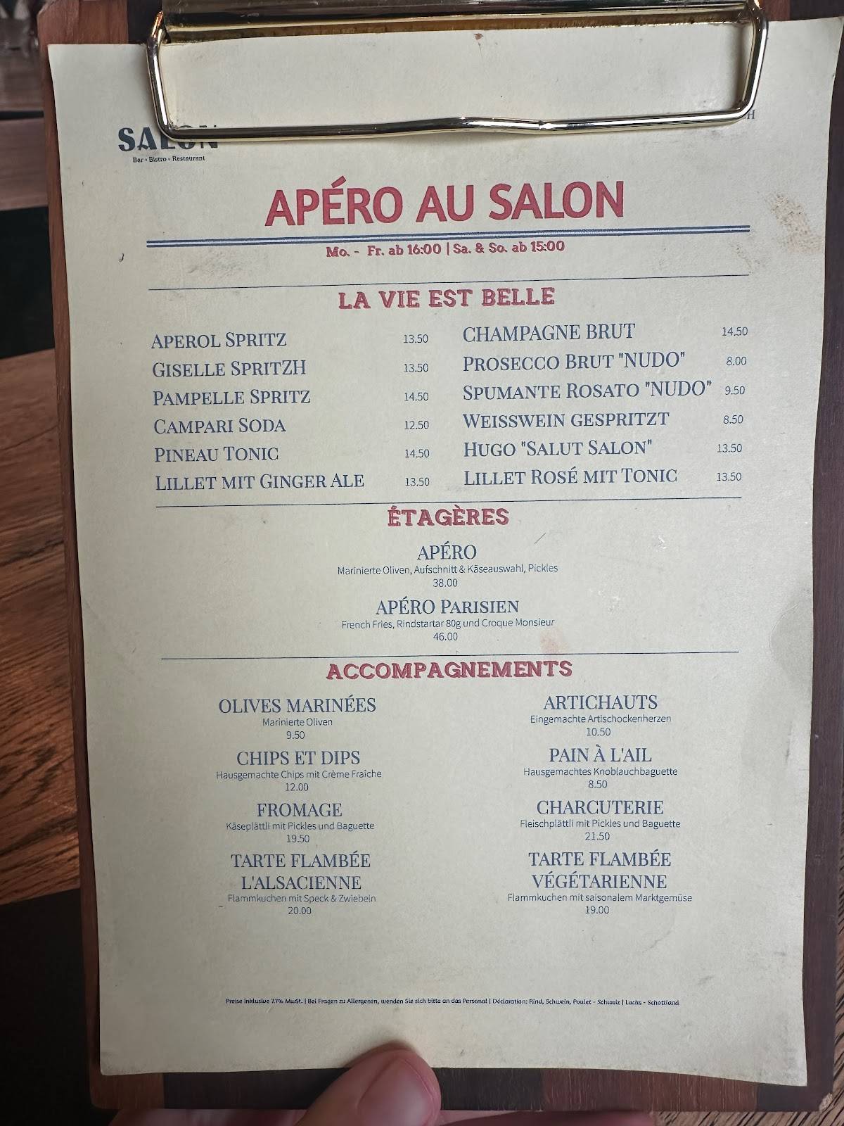 Menu di Salut Salon 