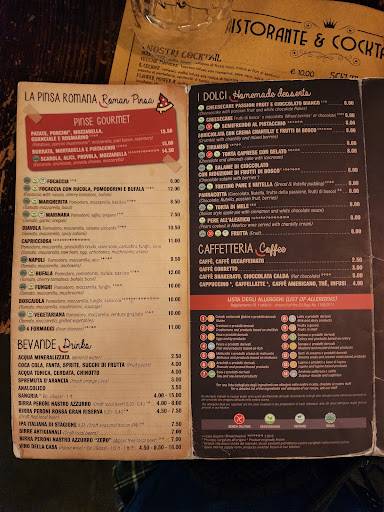 Menu di Saltimbocca ristorante 