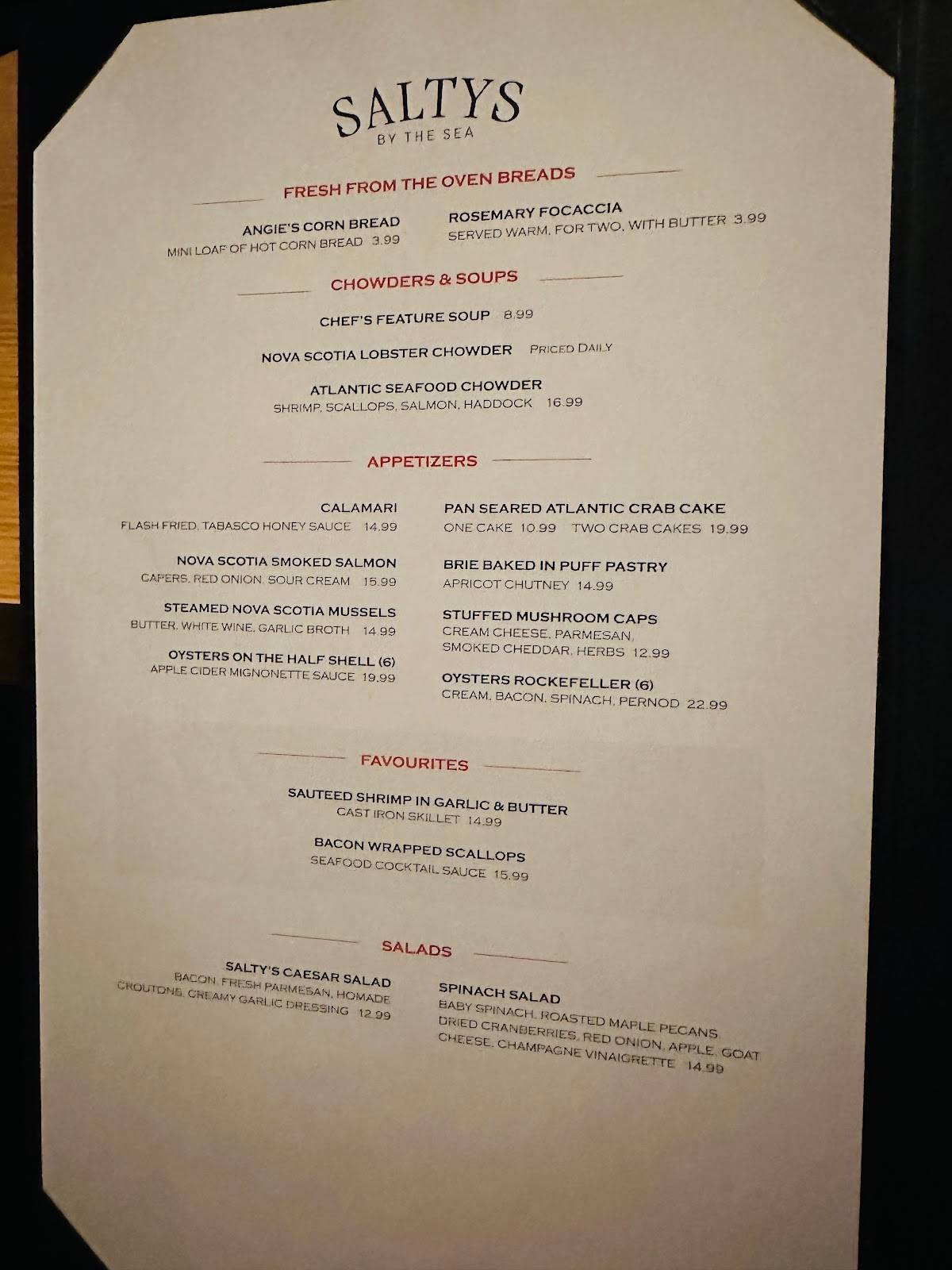 Menu At Salty s Restaurant Halifax Menu At Salty s Restaurant Halifax