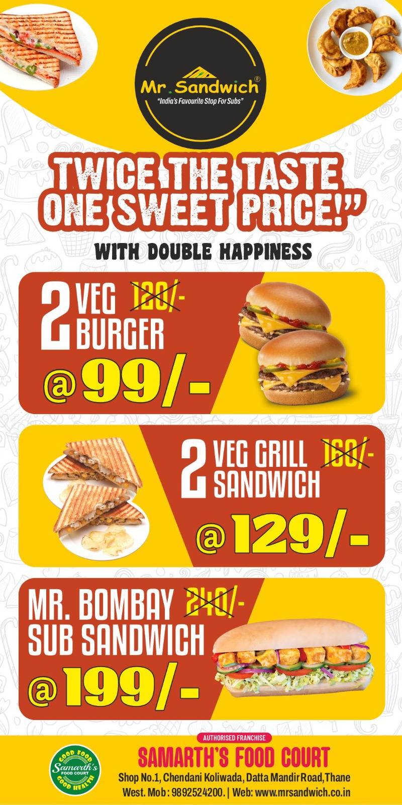 Samarth's Food Court - Mr. Sandwich Thane menu