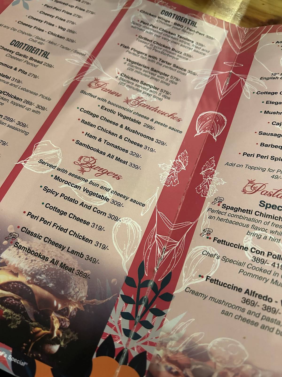Sambookas Cafe menu