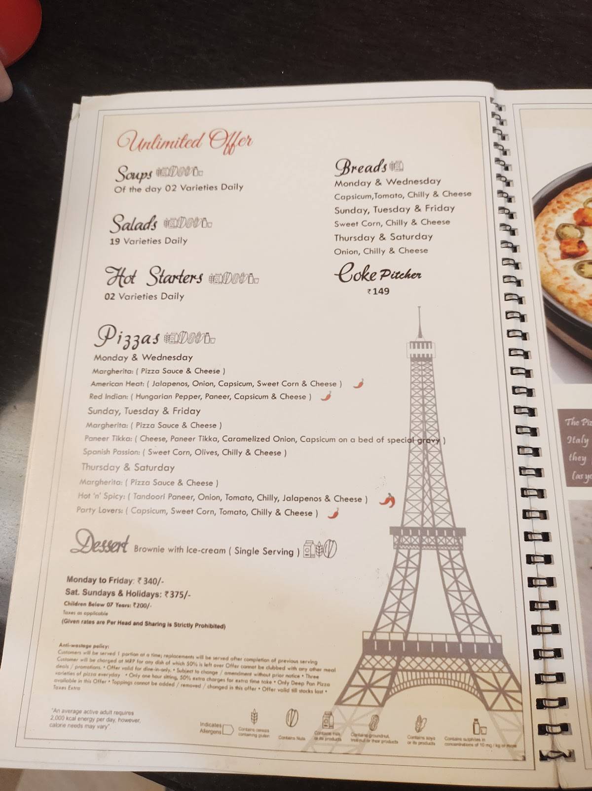 Sam's Pizza menu
