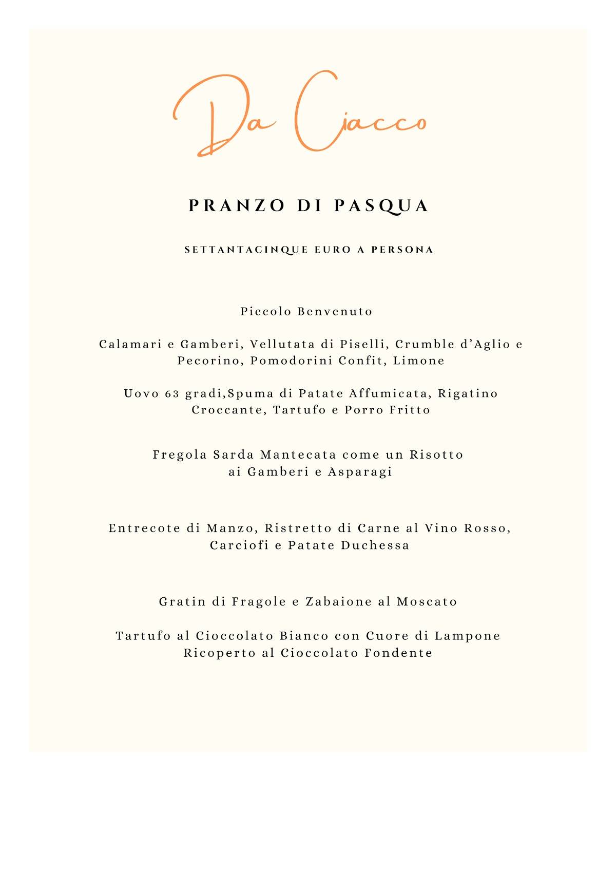 Menu di Ristorante Da Ciacco 