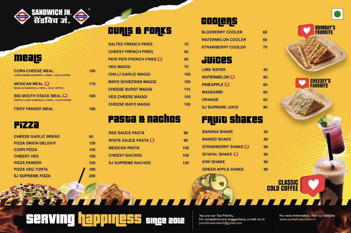 Sandwich Junction Rajnandgaon menu