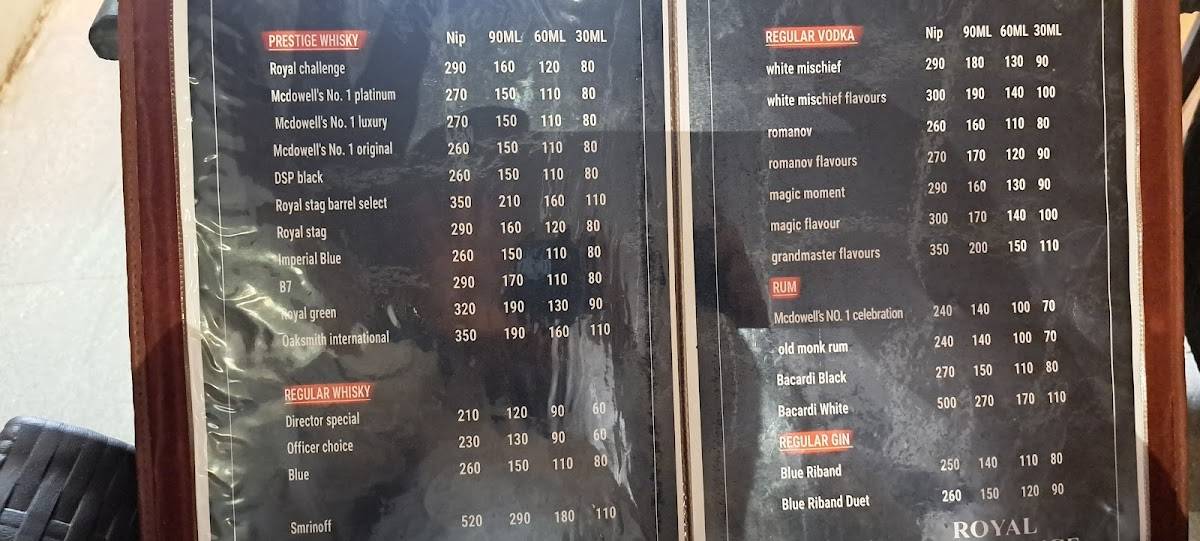 Sangam Restaurant And Bar menu