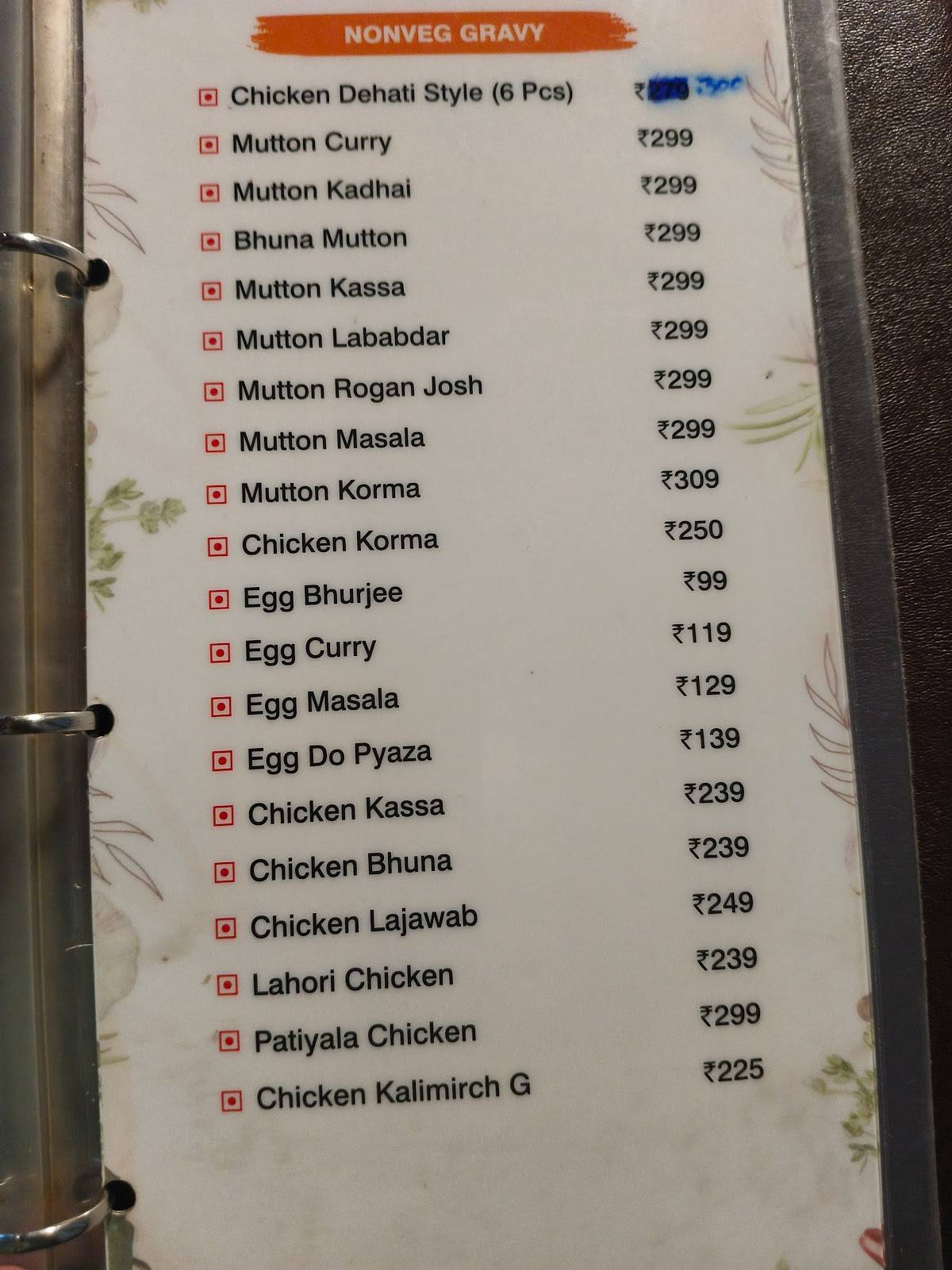 Sanjha Chulla menu