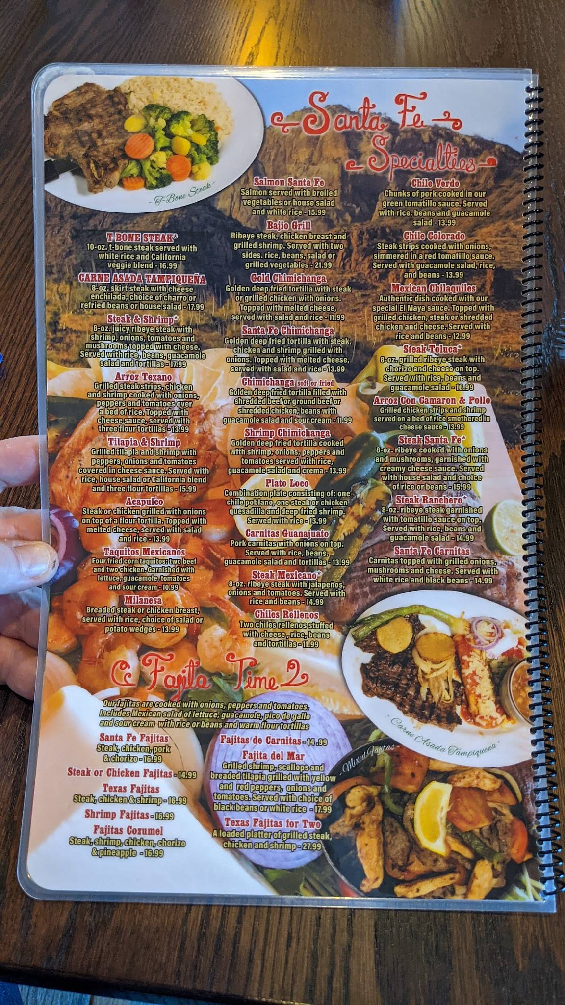 Menu at Santa Fe Restaurant & Bar, Dyer