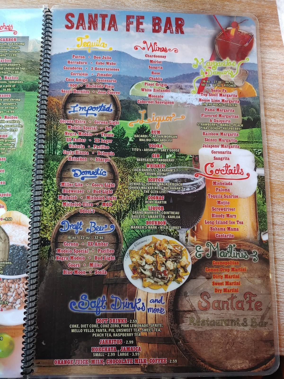 Menu at Santa Fe Restaurant & Bar, Dyer
