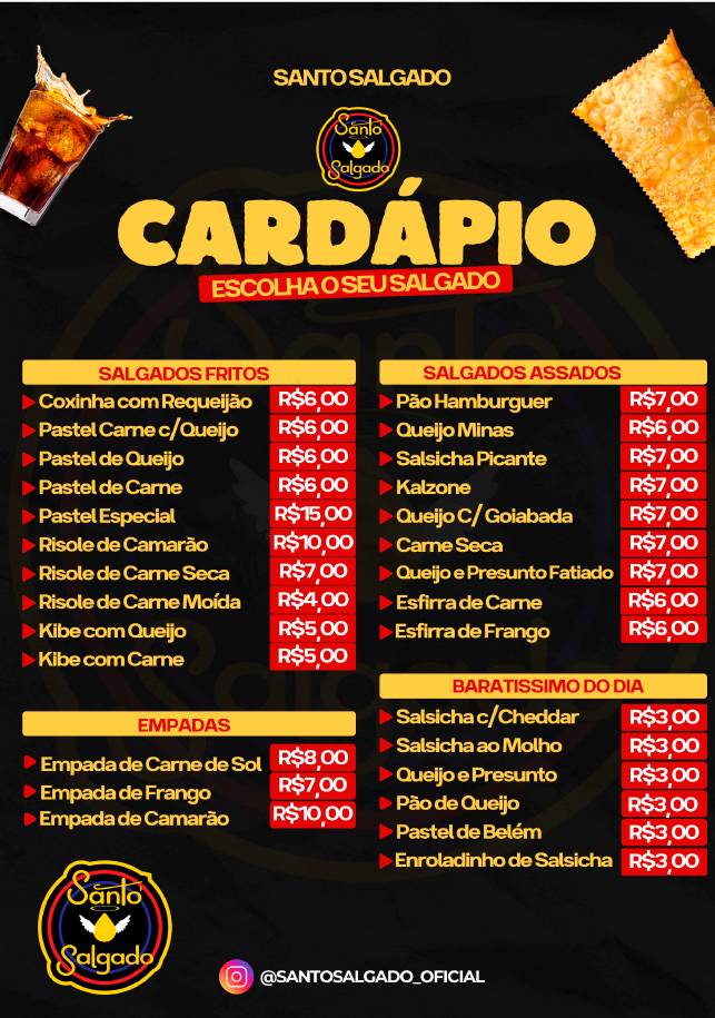 Santo Salgado cardápio