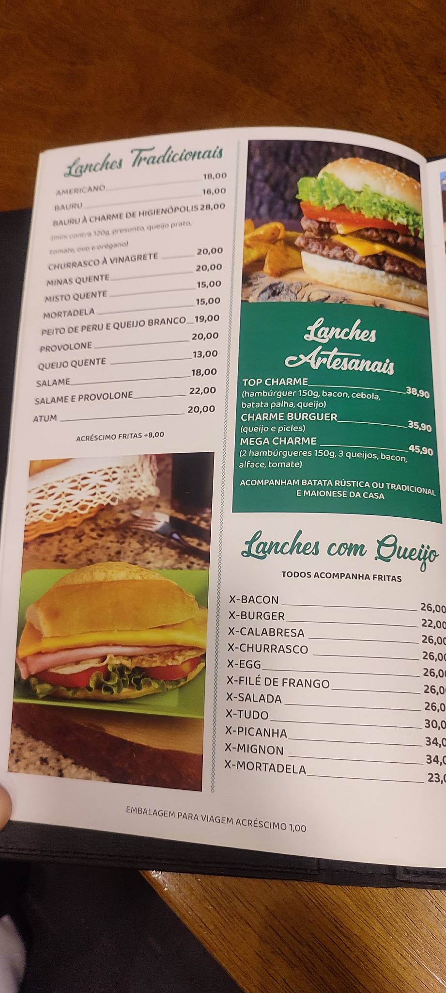 Charme de Higienópolis cardápio