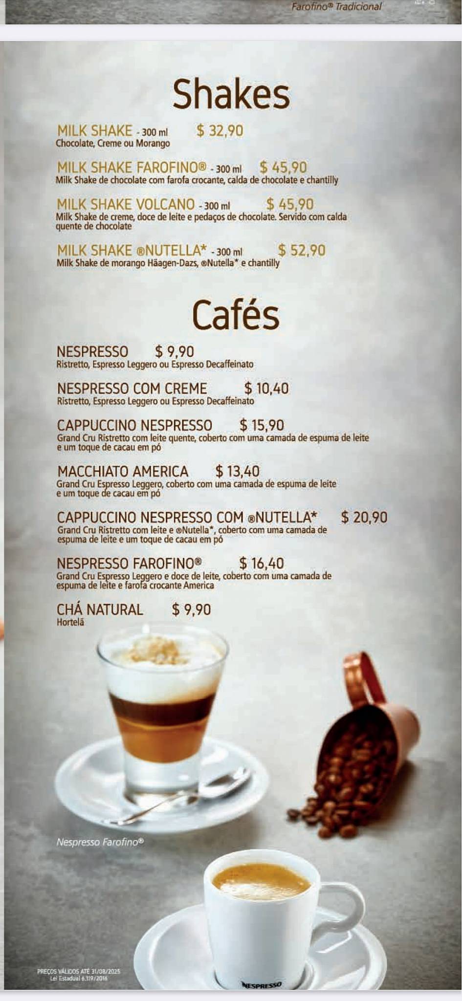 Restaurante America Paulista cardápio