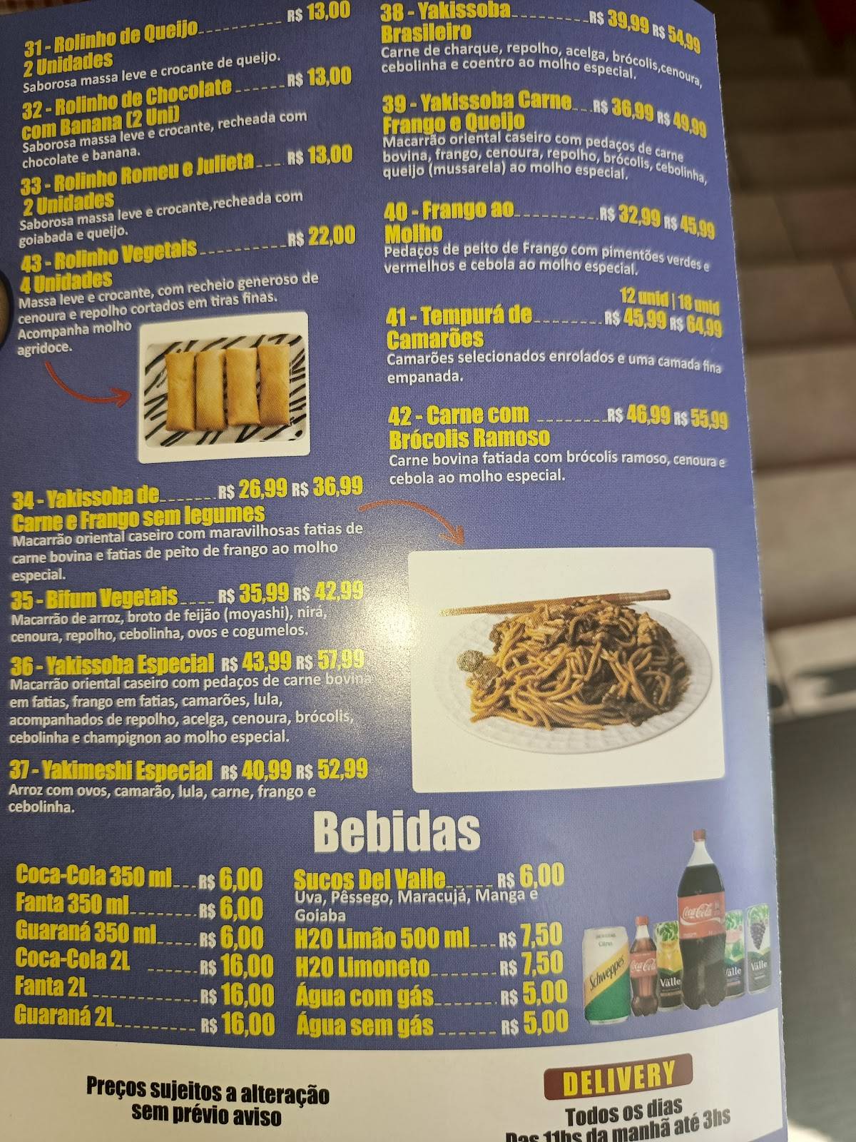 Yakissoba Mundial cardápio