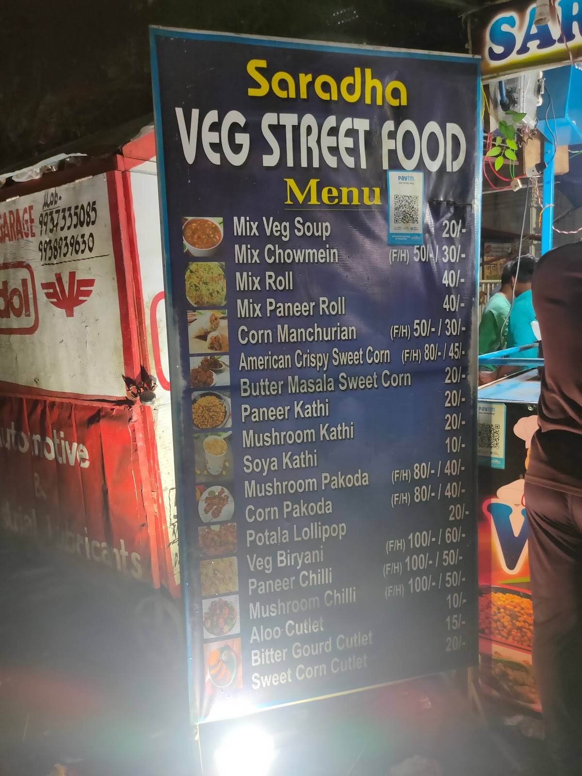 Saradha veg street food menu
