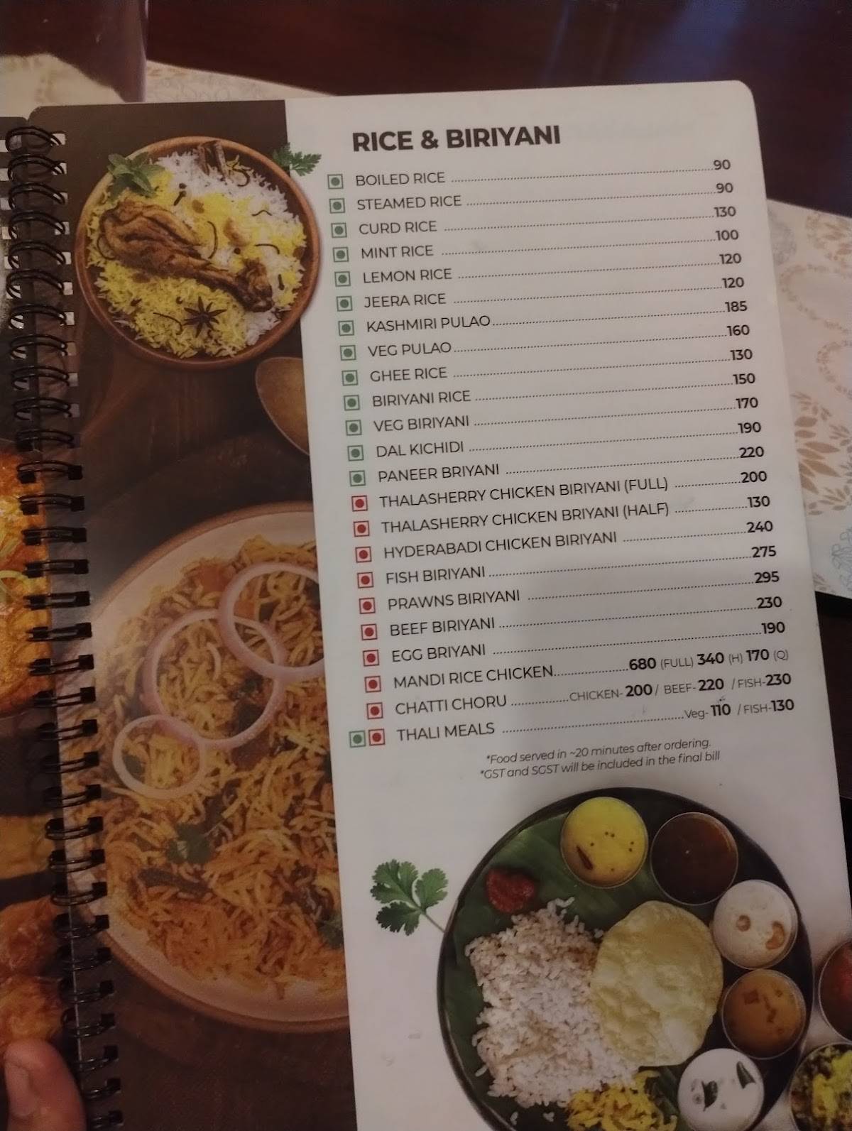 Sarangi restaurant menu