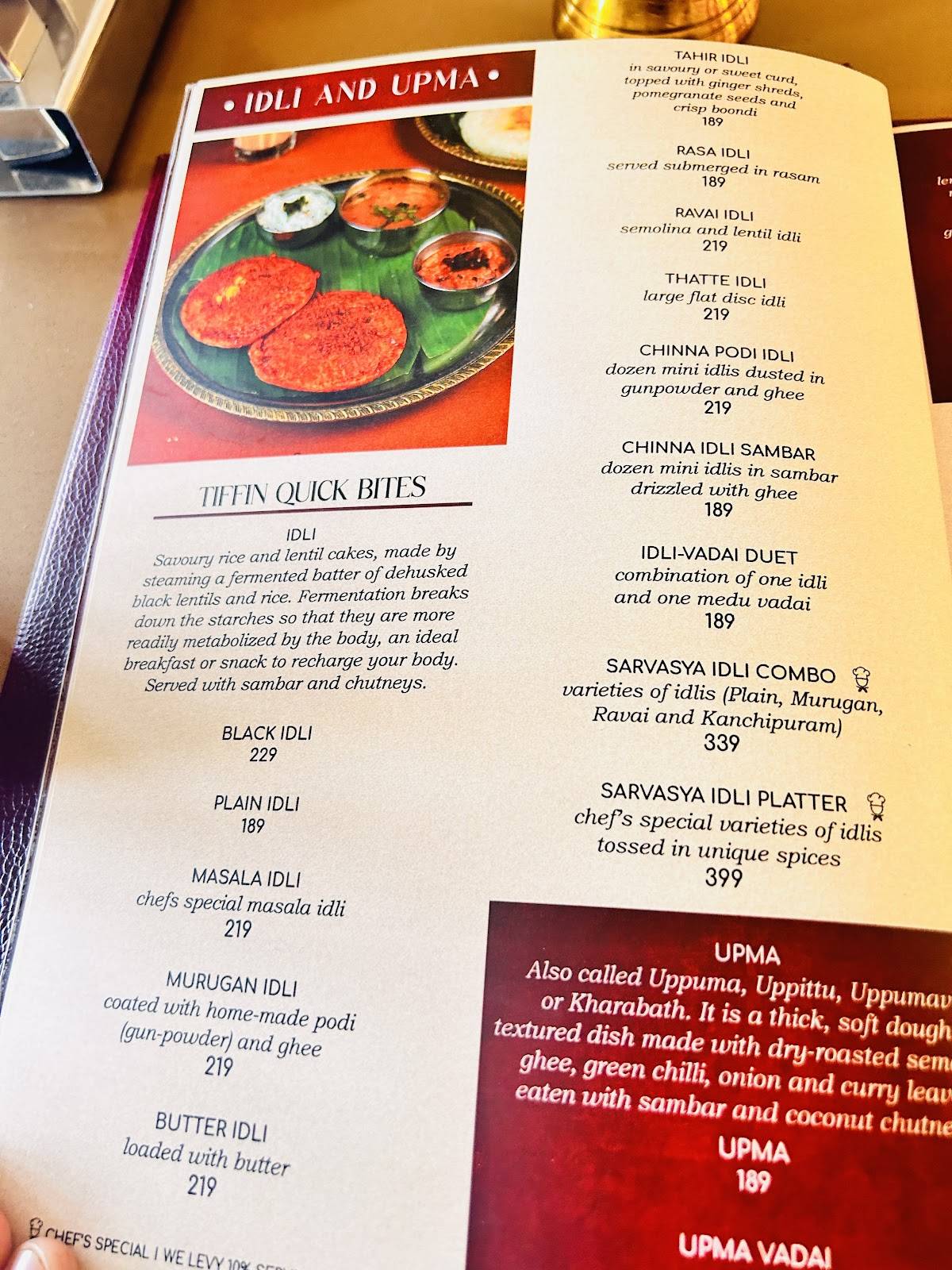 Sarvasya menu