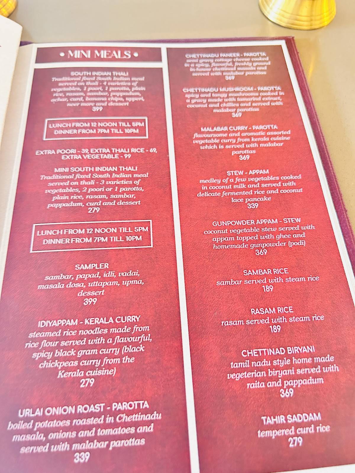 Sarvasya menu