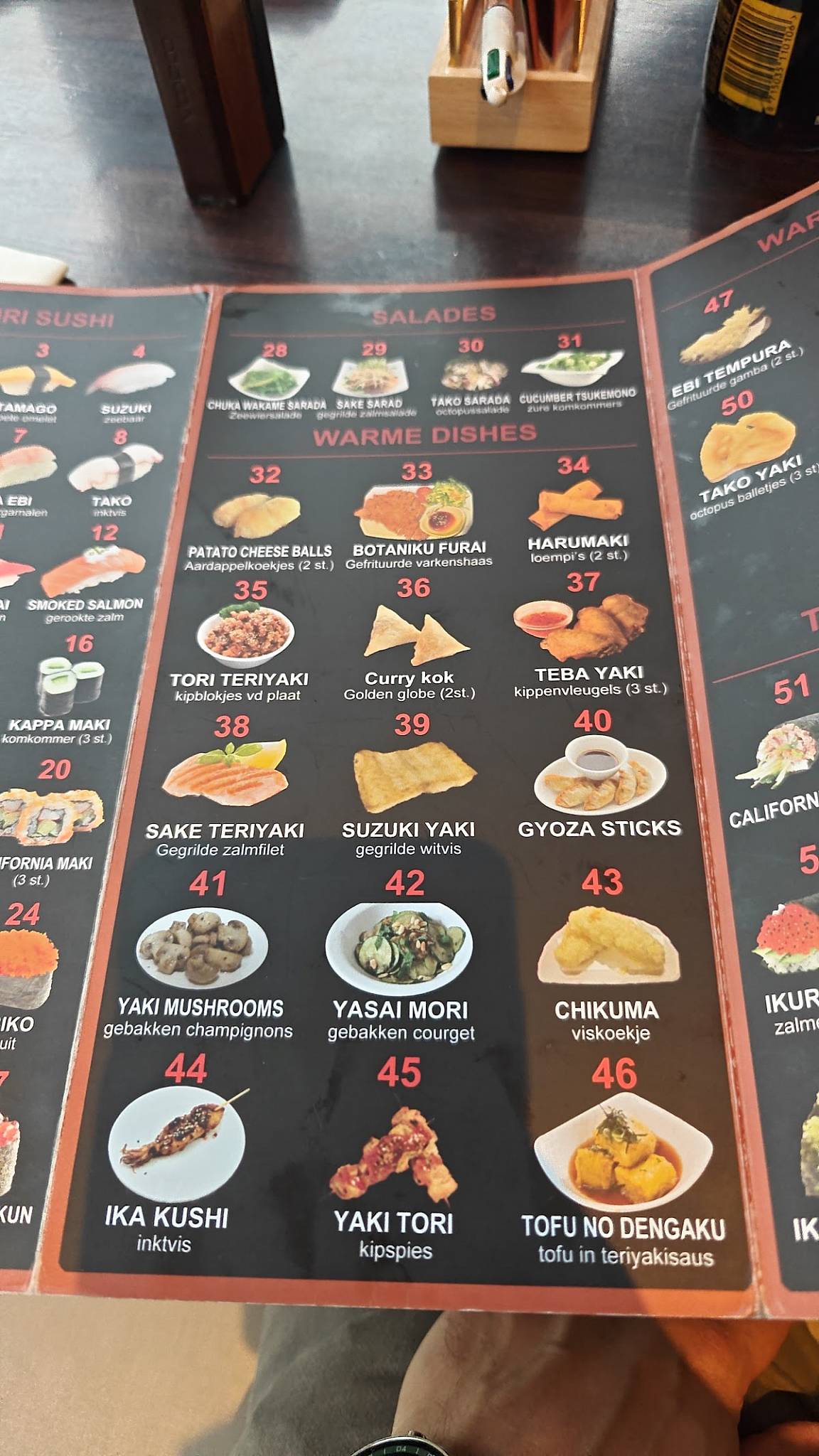 Menu de Sashimi