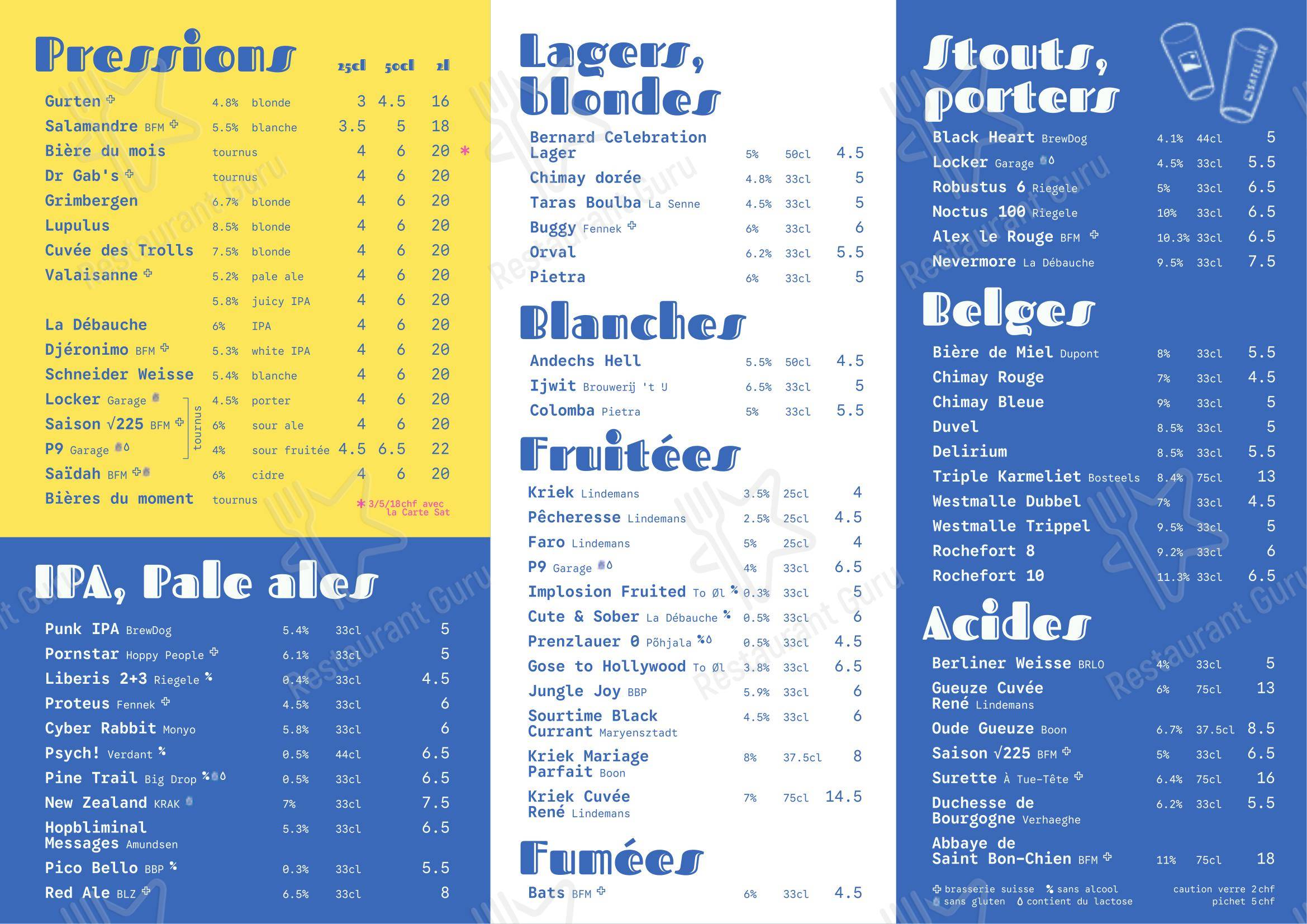 Menu per Satellite pub & bar