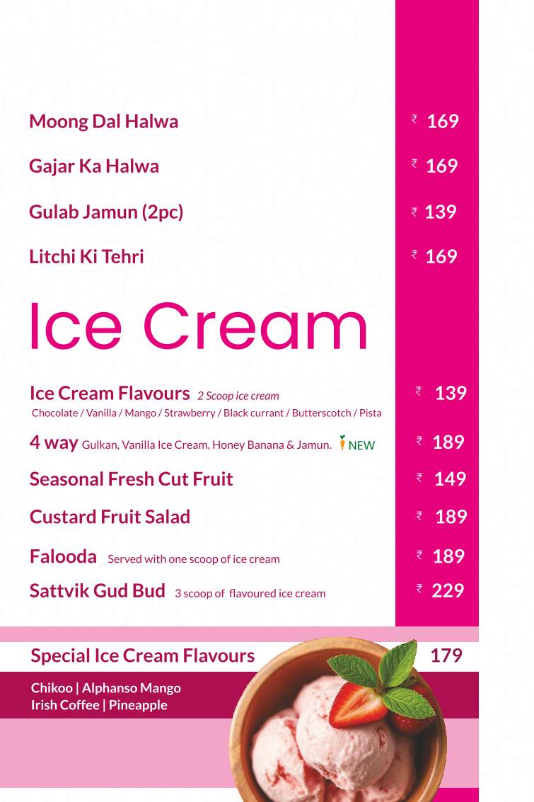 Sattvik - A Vegetarian Delight menu