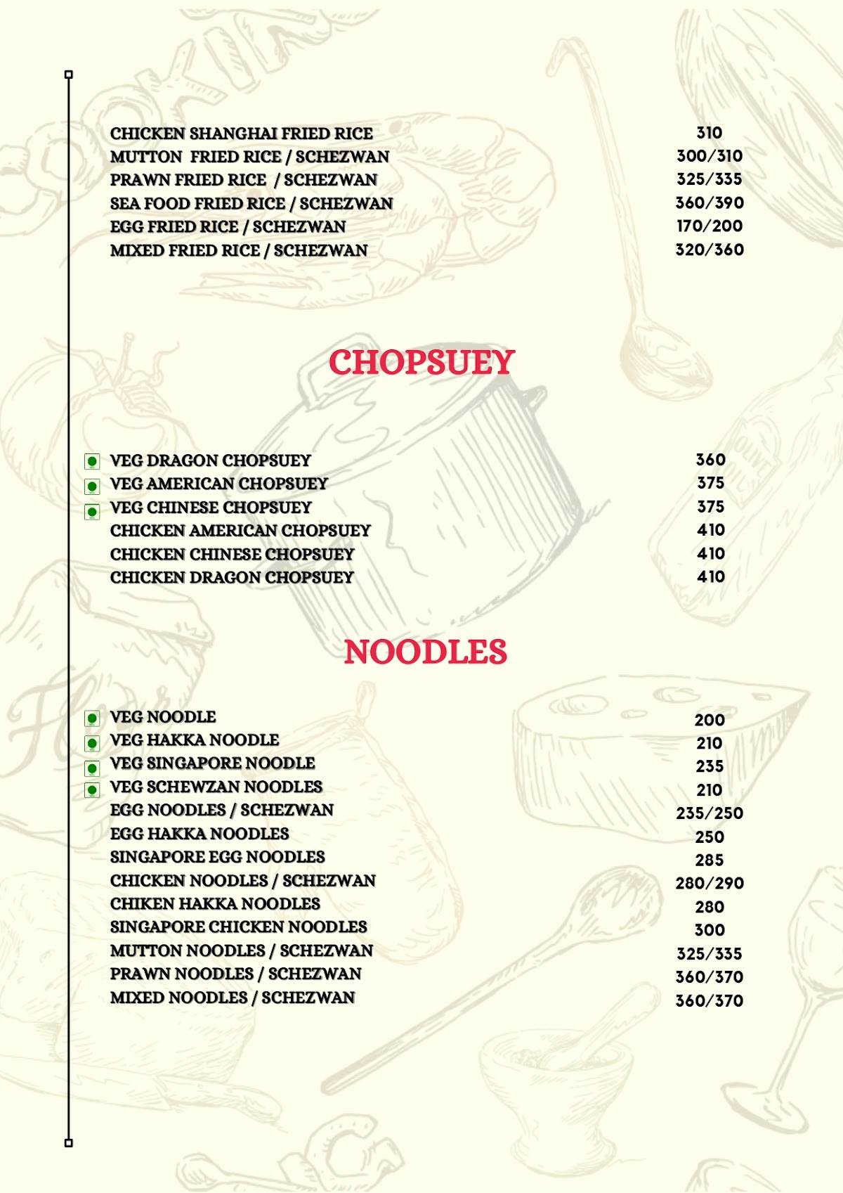 Savoury Seashell menu