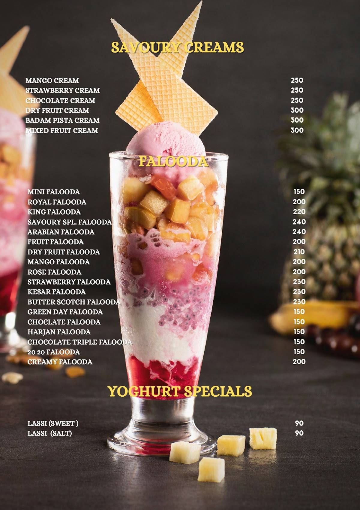 Savoury Seashell menu