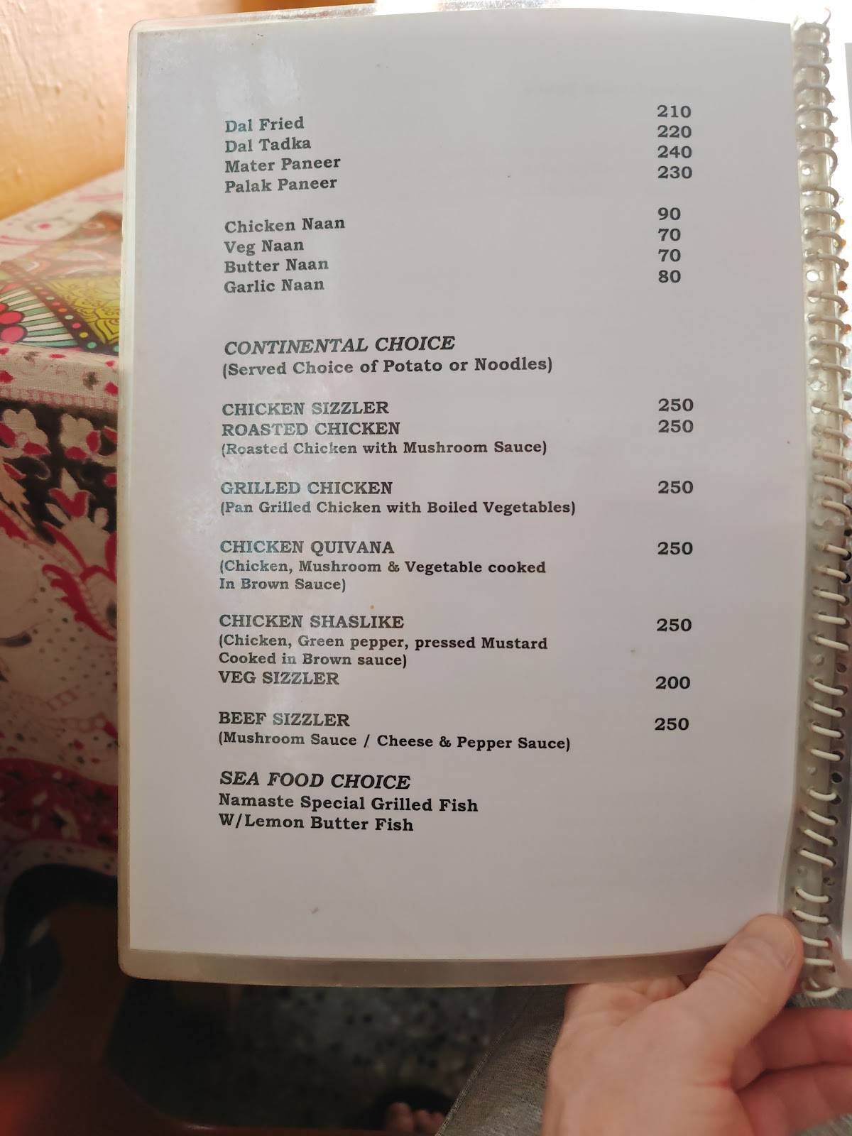 SeaLord Restaurant menu