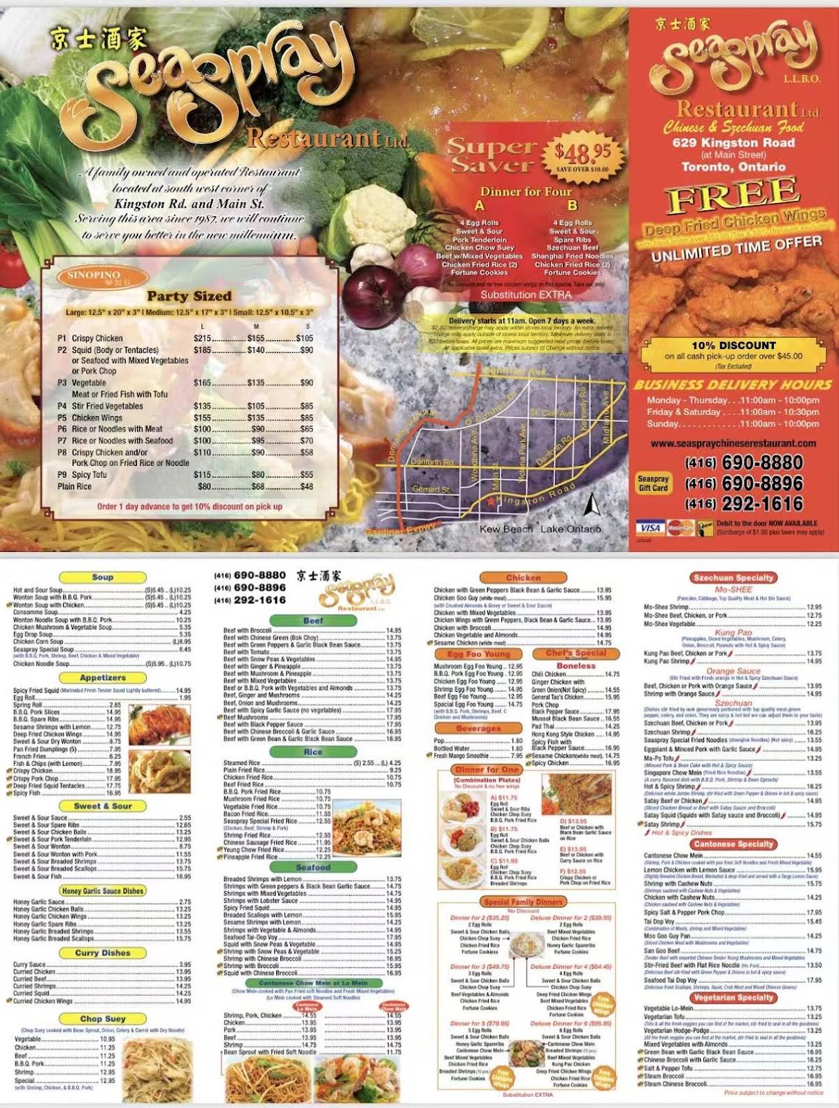 Menu de Seaspray restaurant