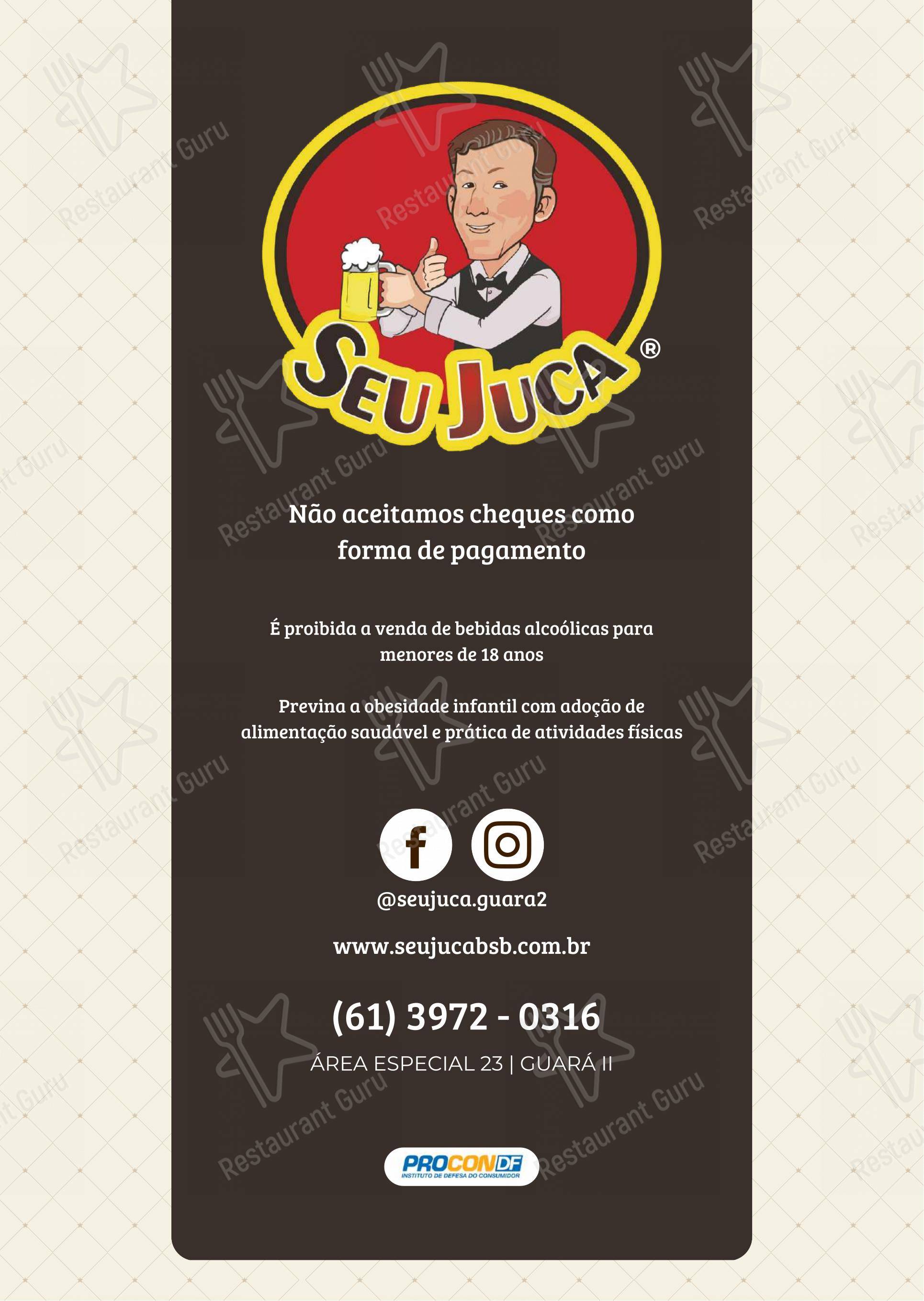 Menu para Seu Juca em Brasília