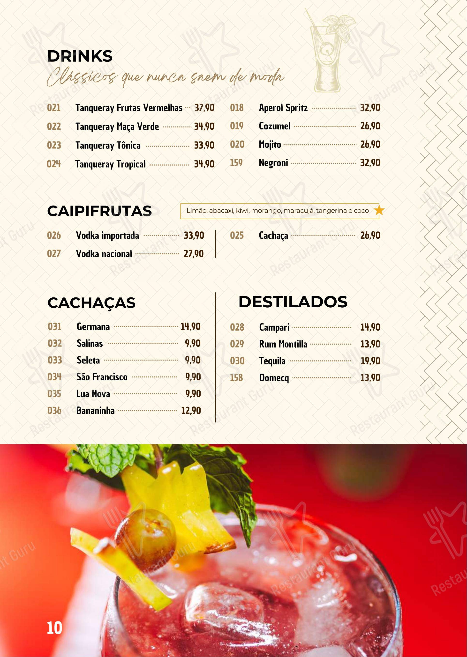 Menu para Seu Juca em Brasília