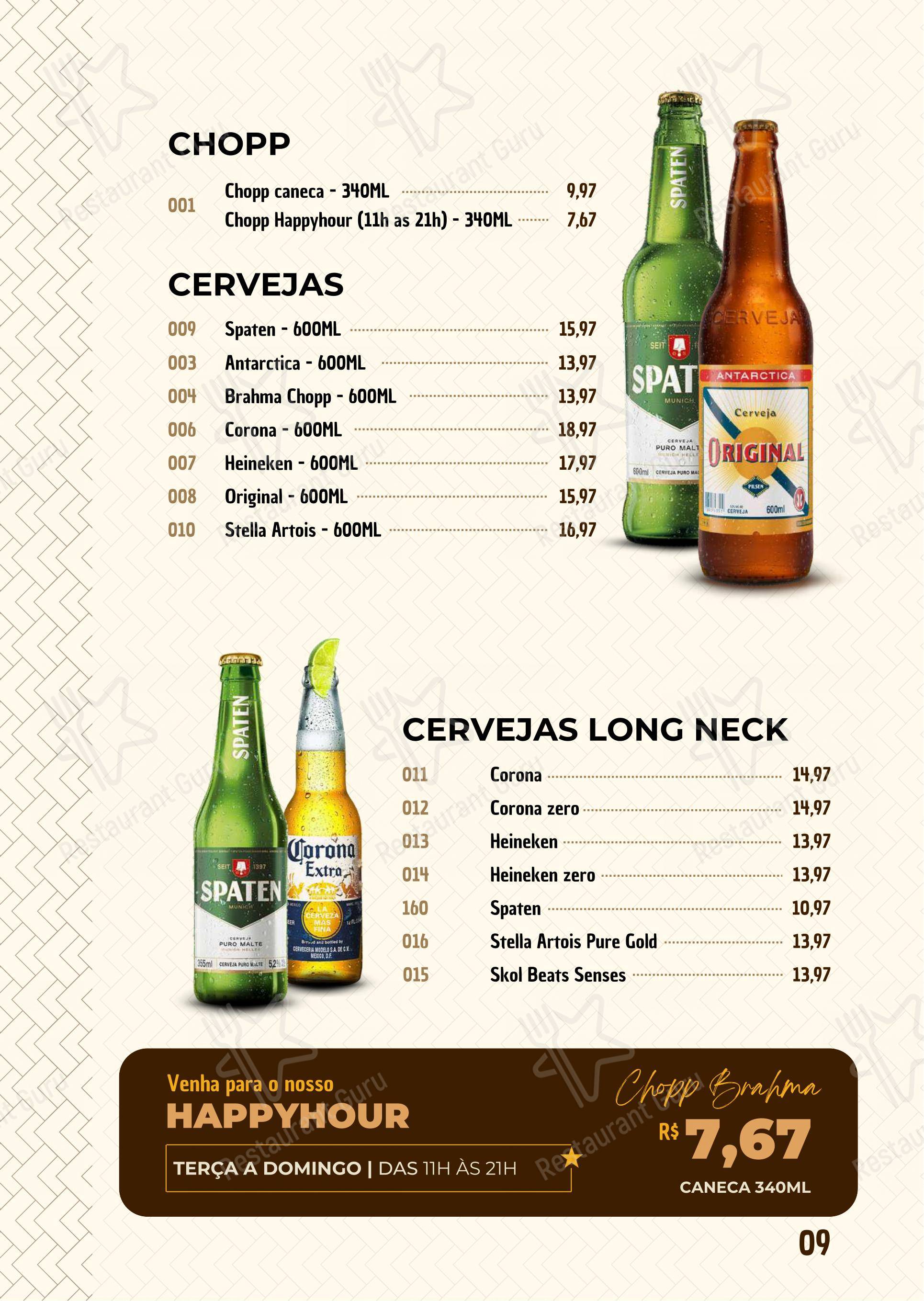 Menu para Seu Juca em Brasília